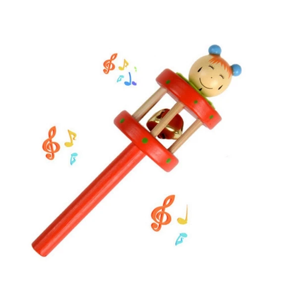 

Cartoon puppet Baby Rattles wooden Music Novelty Hand Shake Bell Ring Early Learning Rattles toys