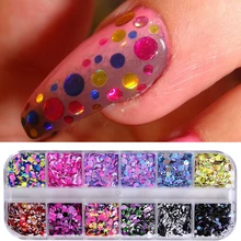 1 разноцветный набор круглый лак для ногтей с блестками, Ipad Mini 1/2/3 мм сверкающие ногти Нейл Арта, снимает Гель-лак, хлопья 3d Шарм аксессуары BEP-A-F