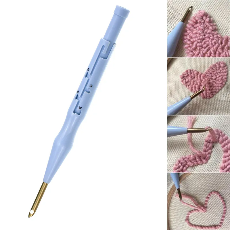 

1 PC Adjustable Punch Needle Stitching Kit Rug Yarn Needle Embroidery Pen Felting Threader Punch Needles Chunky Yarns DIY Tools