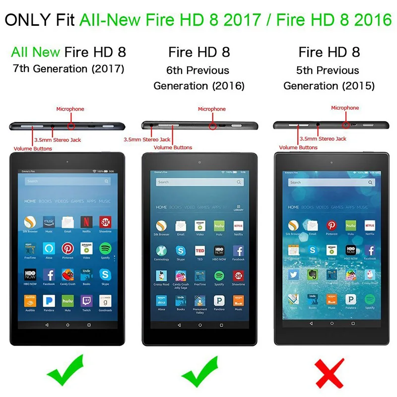 US $586.00 CucKooDo 200Pcslot 360 Degrees Rotating Multi Angles Screen Protective Smart Case Cover for Amazon Fire HD 8 2017 Release