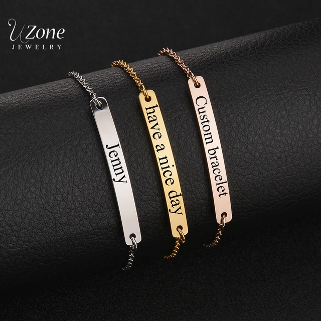 New Arrival Customize Jewelry Engraved Name Bracelet Stainless Steel