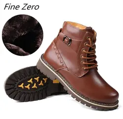 Fine Zero/Мужская зимняя обувь, теплые мужские зимние ботинки ручной работы из натуральной кожи, высокое качество, ботильоны с высоким берцем