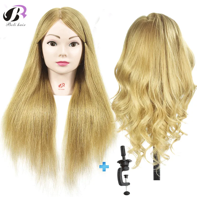 

Free Shipping Mannequin Head With 55cm Blonde Hair Manikin Dolls For Hairdressing Practice Training Head With Free Desk Holder