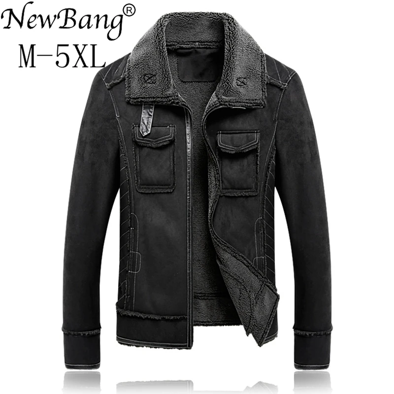 Мужская кожаная куртка NewBang черная мотоциклетная 4XL 5XL|men brand leather jacket|men jacketmens jacket