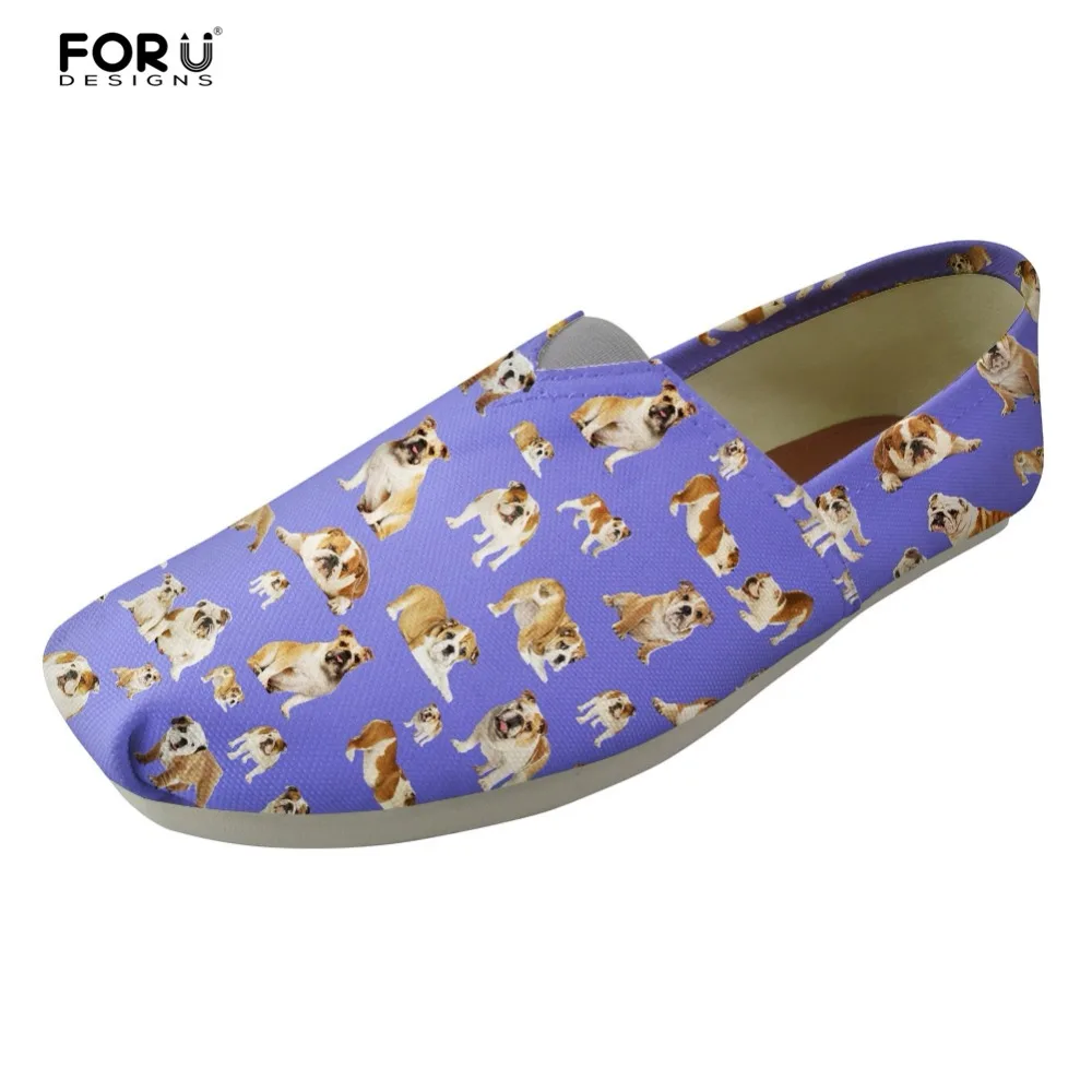 

FORUDESIGNS Shoes Loafers Women Bulldog Cute Ladies Flats Shoes Fashion Canvas Light Summer Lazy Shoes for Female Casual Loafer