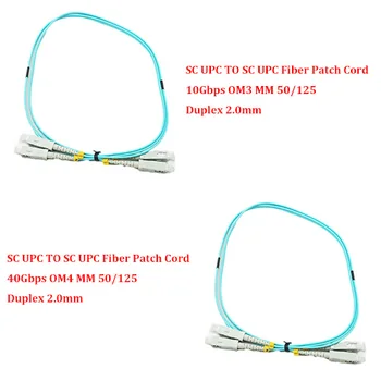 

10 Pieces 5.0 Meter SC UPC TO SC UPC Duplex 10Gbps OM3/ 40Gbps OM4 MM Multi Mode 50/125 Optical Fiber Patch Cord 2.0mm