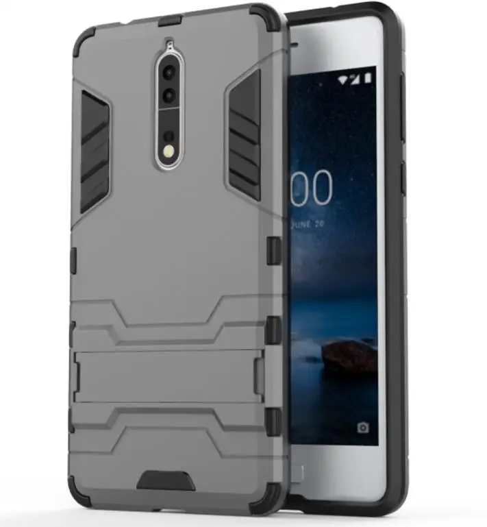 50 шт./партия,, чехол-подставка для ПК+ ТПУ 2 в 1 гибридная защита для NOKIA 5/для NOKIA 6/для NOKIA 8