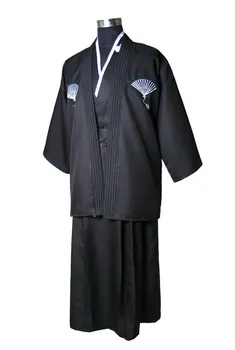 

National Trends Japanese Men's Warrior Kimono With Obi Traditional Yukata Novelty Performance Dance Costumes One Size