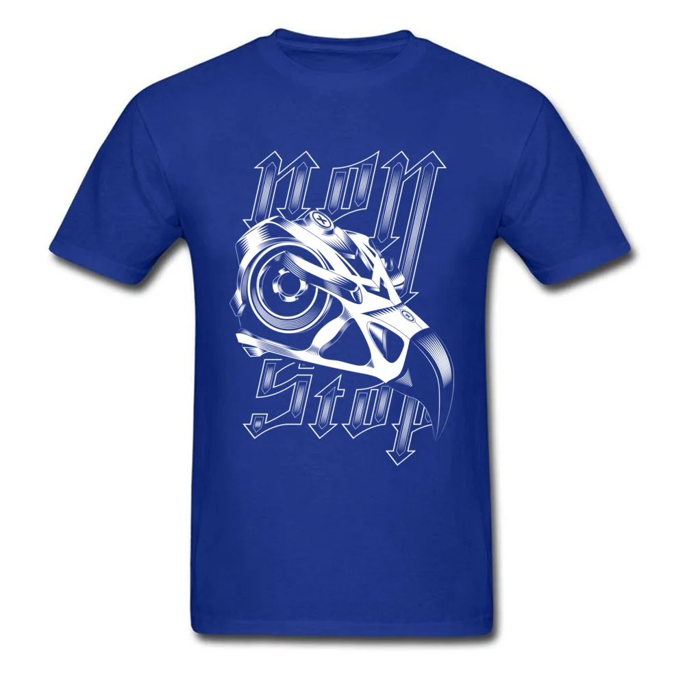 Non Stop Tees Fitted Crewneck Cool Short Sleeve 100% Cotton Men T-Shirt Printed On Tops Shirt Drop Shipping Non Stop blue