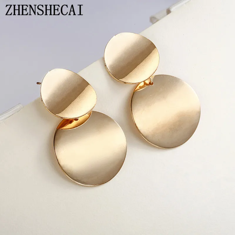 

Simple design Metal earrings for women Geometric gold sliver earring 2018 hot popular Vintage style ear jewelry wholesale