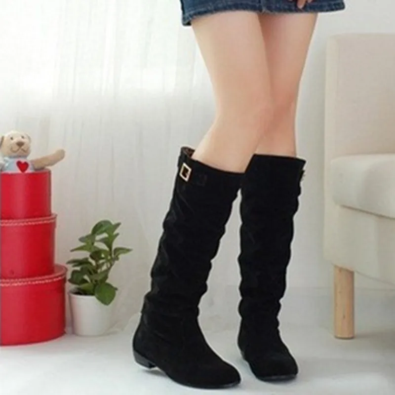 

Lady Cheap Plus size 43 fashion Buckle strap Mid-calf winter Autumn boots square heels high heel botas Safety women shoes Pumps