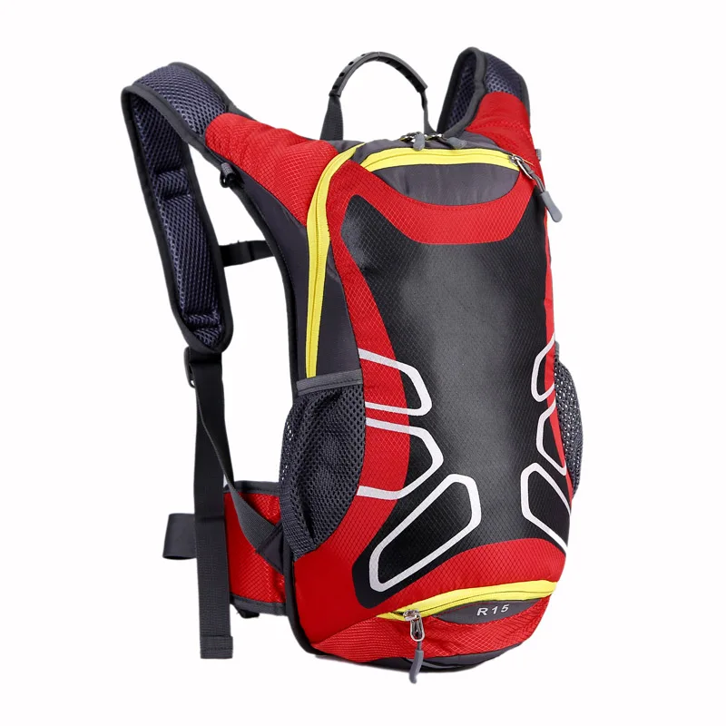 Waterproof Bicycle Backpack 15L MTB Mountain Bike Water Bag Nylon Cycling Hiking Camping Running Hydration Men's Women Backpack - Цвет: Red