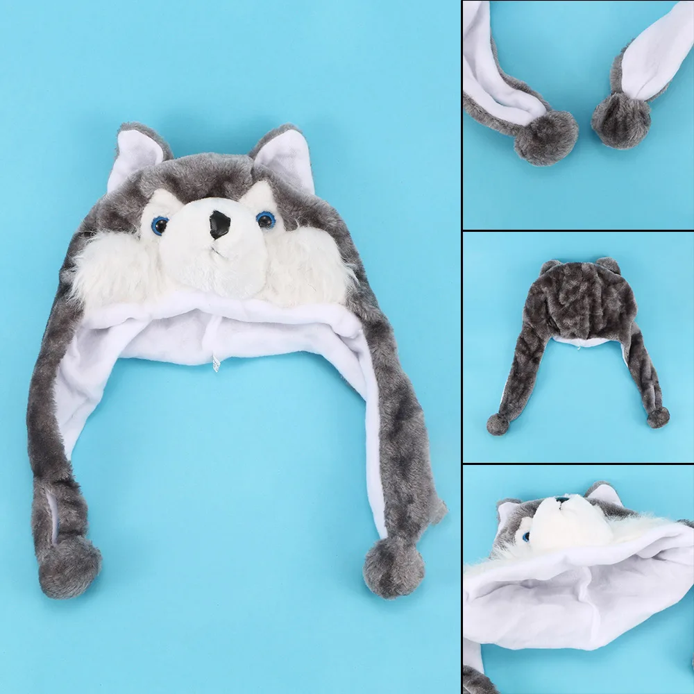 Cartoon Animal style Hat Hoods Beanies Cute Fluffy kids Caps Soft Plush