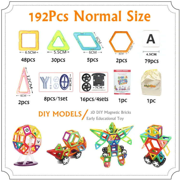82-192 шт. большой размер Магнитный конструктор Набор для строительства модель и строительные игрушки магнитные блоки Развивающие игрушки для детей - Цвет: Синий