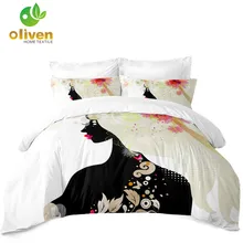 Romantic Couples Bedding Set Beauty Lady Print Duvet Cover Set Floral Bedding Valentine's Day Bedroom Decor 3Pcs Bedclothes D40