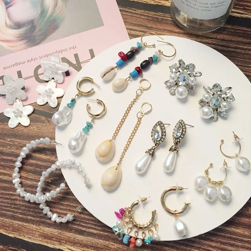 

Ztech Za Summer Pearl Dangle Earrings For Women 2019 Vintage Statement Boho Shell Long Drop Earring Brincos Jewelry
