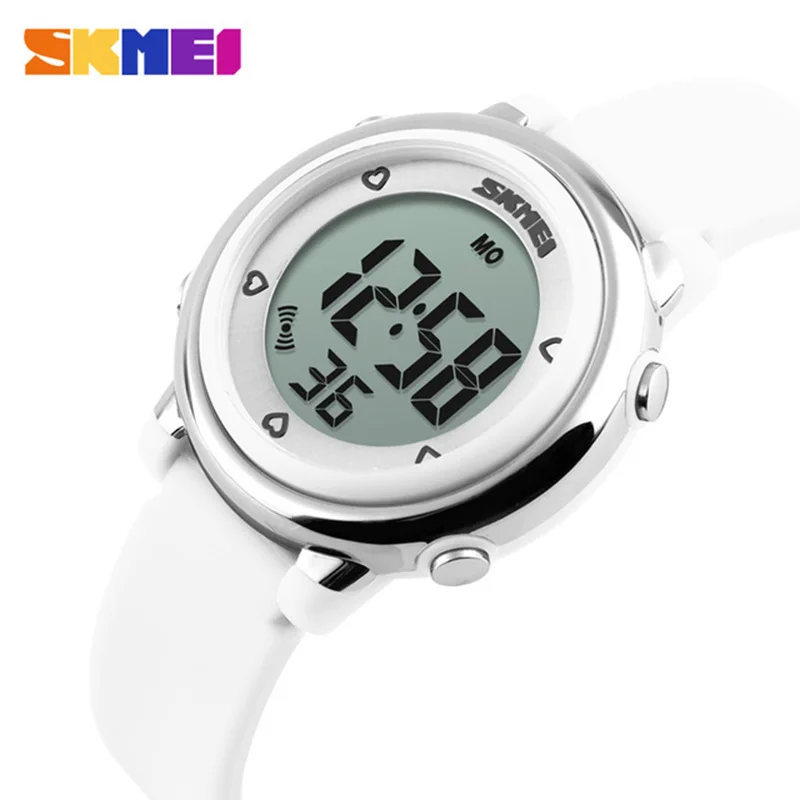 SKMEI Children watch LED Digital Sports Relojes Mujer Boys girls fashion Kids Cartoon Jelly Waterproof Wristwatches - Цвет: White