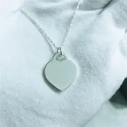 TIFF 925 стерлингового серебра ожерелье гламур оригинальный 1; 1 в форме сердца кулон ювелирные изделия, темперамент ретро женский подарок
