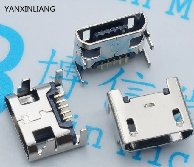 

5pcs Micro USB connector 5pin seat Jack Micro usb DIP4 legs Four legs Inserting plate seat mini usb connector For Mobile phone