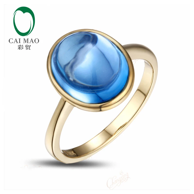 5.32CT Cabochon Cut Bezel Set Blue Topaz Solitaire 14K Yellow Gold Ring 5.32CT Cabochon Cut Bezel Set Blue Topaz Solitaire 14K Yellow Gold Ring