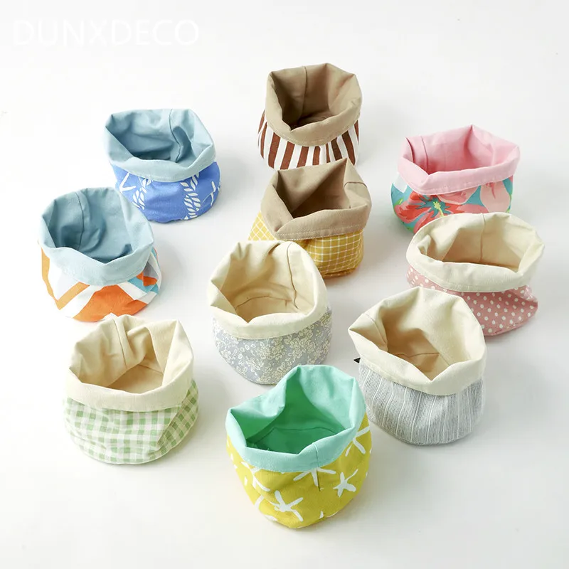 

DUNXDECO Home Office Storage Plant Pot Holder Table Organize Bag Cosmetic Collect Container Warm Home Office Decoration