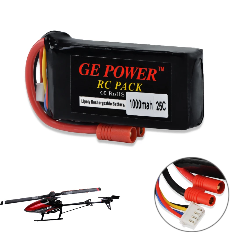 

GE Power Rc Lipo Battery 11.1V 1000mAh 25C 3S Lipo Battery With 3.5MM Banner Connect for Walkera Master CP HM-Master CP-Z-27
