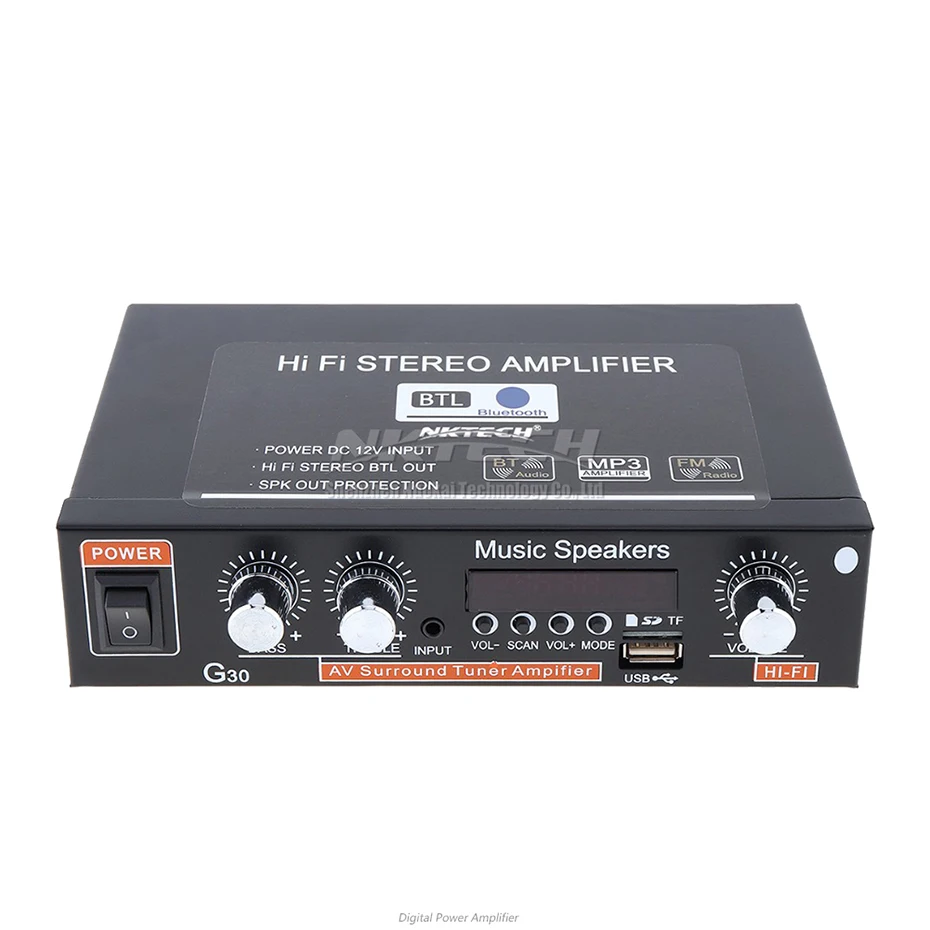 Усилитель мощности NKTECH Bluetooth цифровой аудиоплеер 2x18 Вт динамик IR Hi Fi стерео FM DVD SD