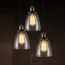 IWHD стекло Lampara винтажный подвесной светильник Эдисона стиль лофт промышленные подвесные светильники Гостиная Бар Кухня лампы Hanglamp