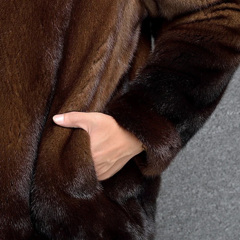 AYUNSUE, Мужская норковая шуба, натуральный мех, Мужская теплая зимняя куртка, коричневый натуральный мех, шубы и куртки, короткое роскошное пальто для мужчин 6906 KJ1405