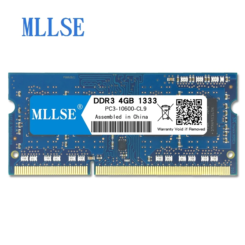 Mllse ноутбук Sodimm ram DDR3 4 Гб 1333 МГц 1,5 в память для ноутбука PC3-10600S 204pin без ECC ноутбук ram memoria