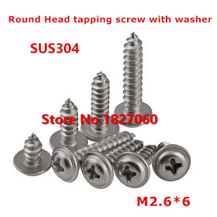 100pcs M2.6*6 Round head with washer micro self tapping screws 2.6mm phillips pan screw | Обустройство дома