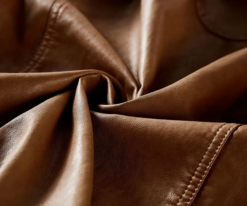 2019 Spring PU Leather Bomber Jackets Coats Business Stand Collar Brown Casual Fashion Cargo Military Jackets Coats Business (20)