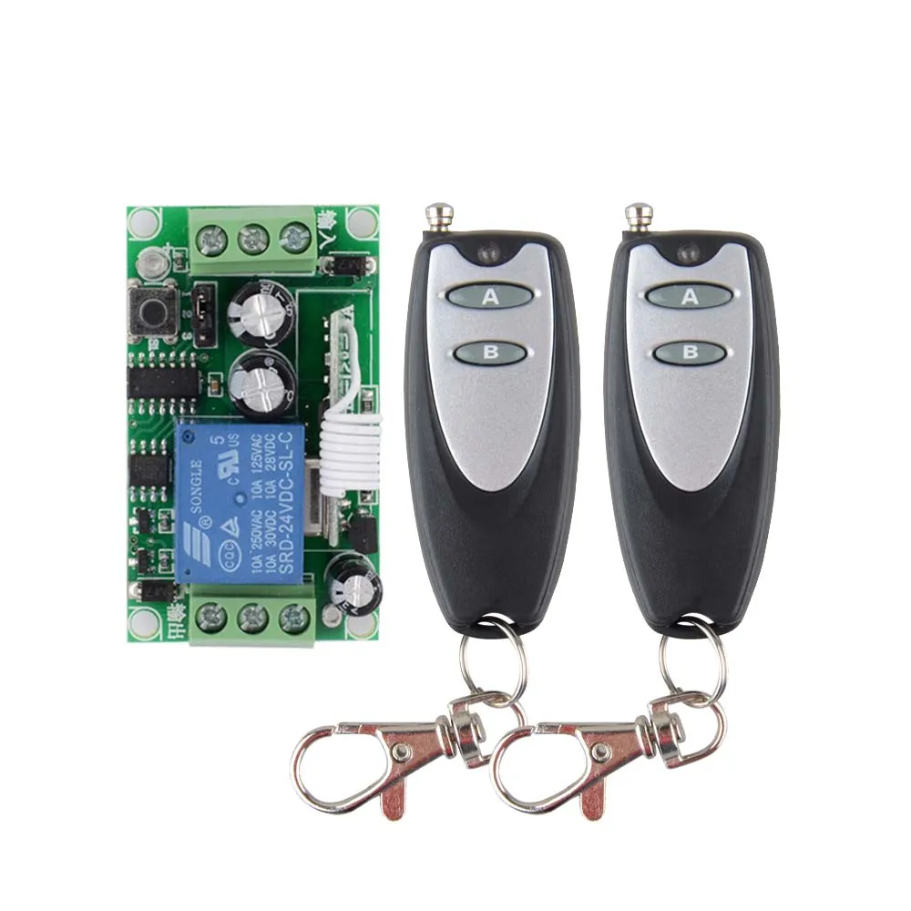 

DC 24 V 1CH 10A Relay RF Wireless Remote Control Switch Wireless Light Switch ; 1PCS Receiver + 2PCS Transmitter