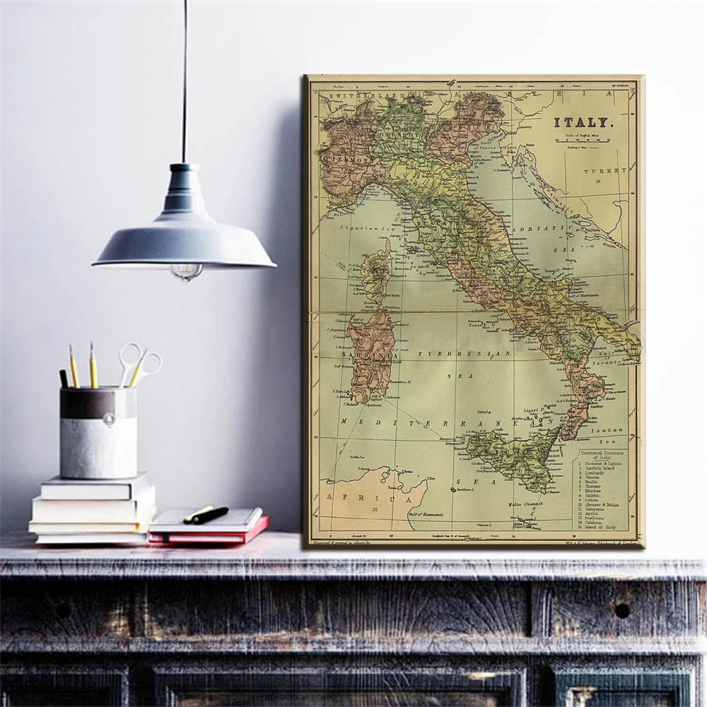 

xll281 2017 Cuadros 1pc Hot Sell Word Map Italy Country Map Modern Home Wall Decor Canvas Picture Art Hd Print Painting Set Unf