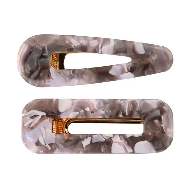 2PCS Acrylic Resin Hair Barrettes Alligator Hair Clips,1pcs Hair Clips Marble Pattern Hairpins Geometric Alligator Clips for Wo