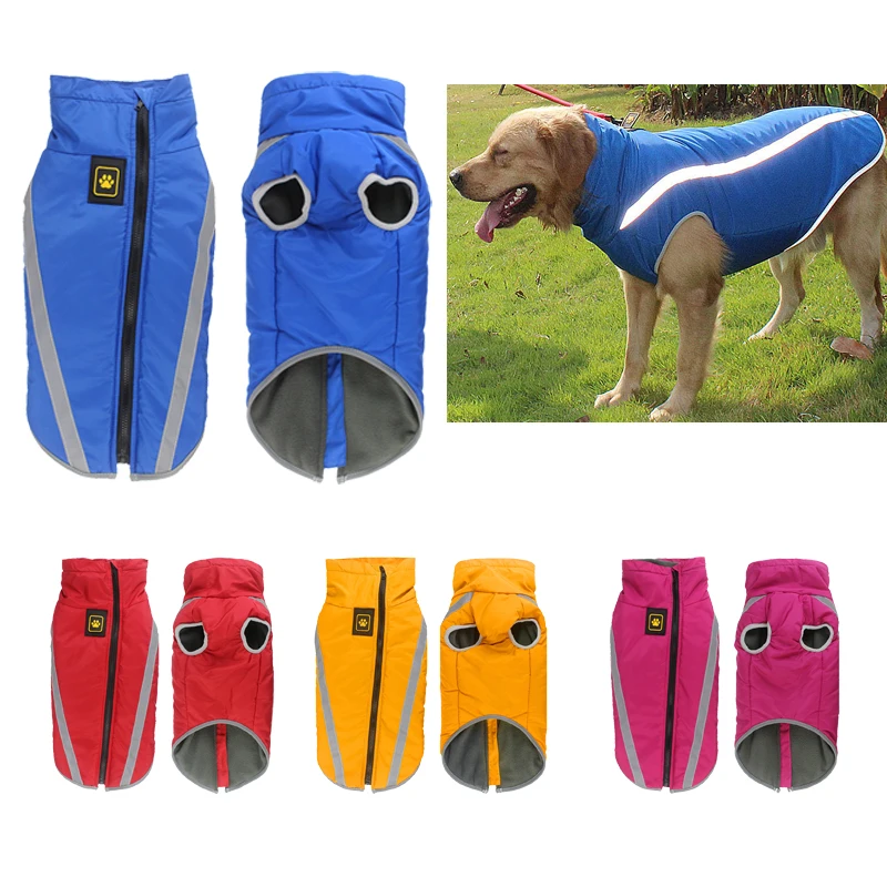 

Winter Warm Pet Clothing Waterproof Dog Clothes for Large Dogs Reflective Big Dog Vest Jacket Retriever Pitbull Coat Pet Costume