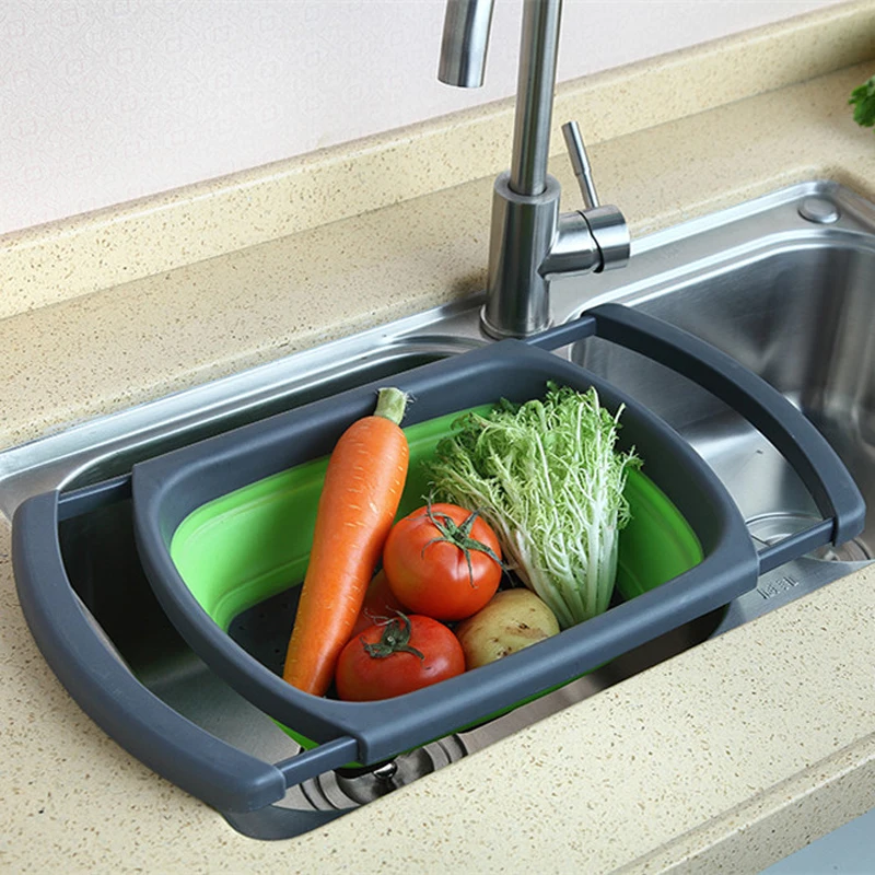 Корзина для мытья фруктов и овощей над раковиной органайзер для кухни Складная стойка для хранения пищи контейнер кухонные аксессуары