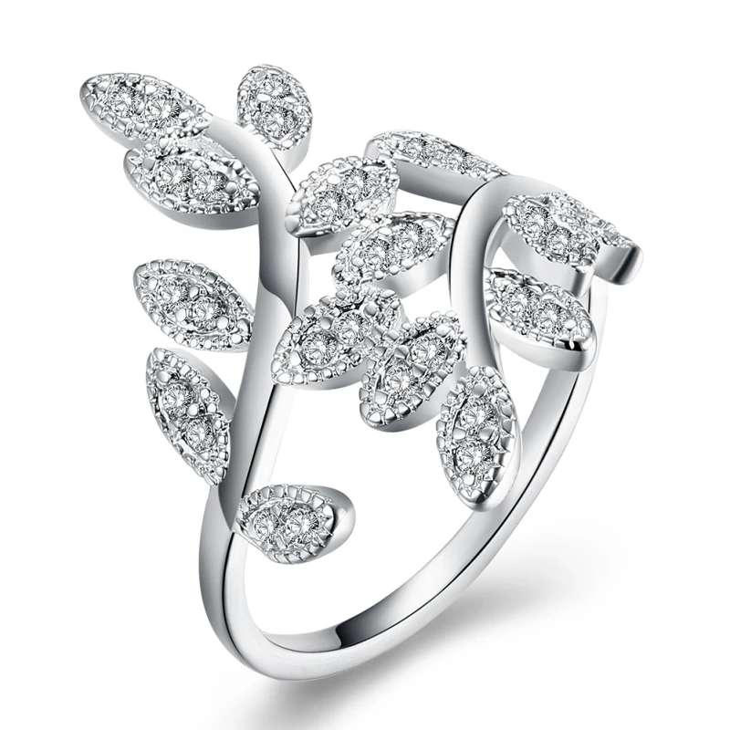 

Garilina Fashion cz Silver Fille Ring for Girl trinket Party Trendy flower Ring R2168