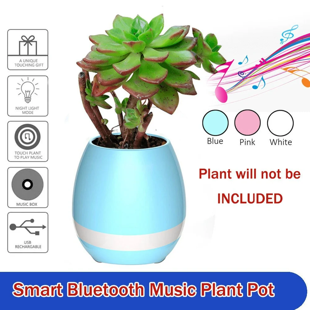 Светодиодный Музыка растений горшок Bluetooth Динамик воспроизведение аудио фортепиано Soundbox свет белый