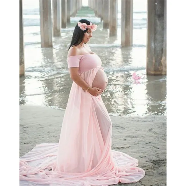 Vestidos de maternidad para sesión de fotos Slash cuello elástico algodón embarazada vestido Jersey de embarazo fotografía ropa de gran tamaño|maternity dress for photo|pregnancy dressmaternity dresses - AliExpress