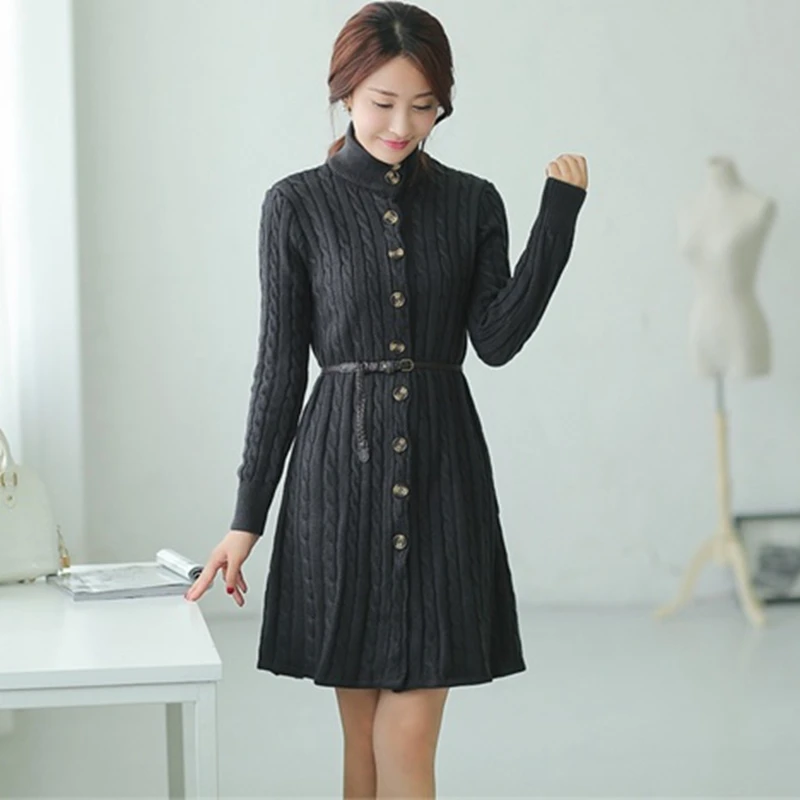 

Korean version of the new women's winter coat female loose sweater and long sections twist knit cardigan dress thickening