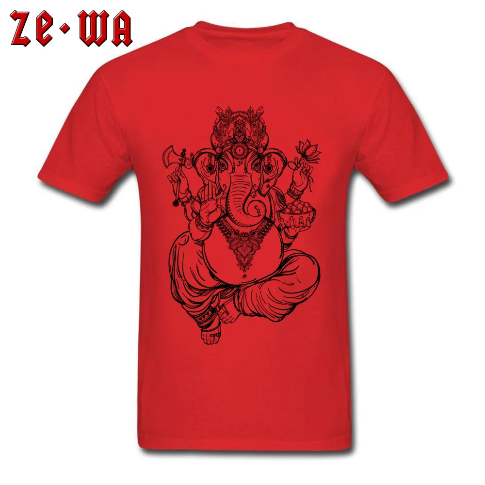 Discount 201897Yganesha elephant god Top T-shirts Summer Fall O Neck 100% Cotton Fabric Tees for Men Tops Shirts Family 201897Yganesha elephant god red