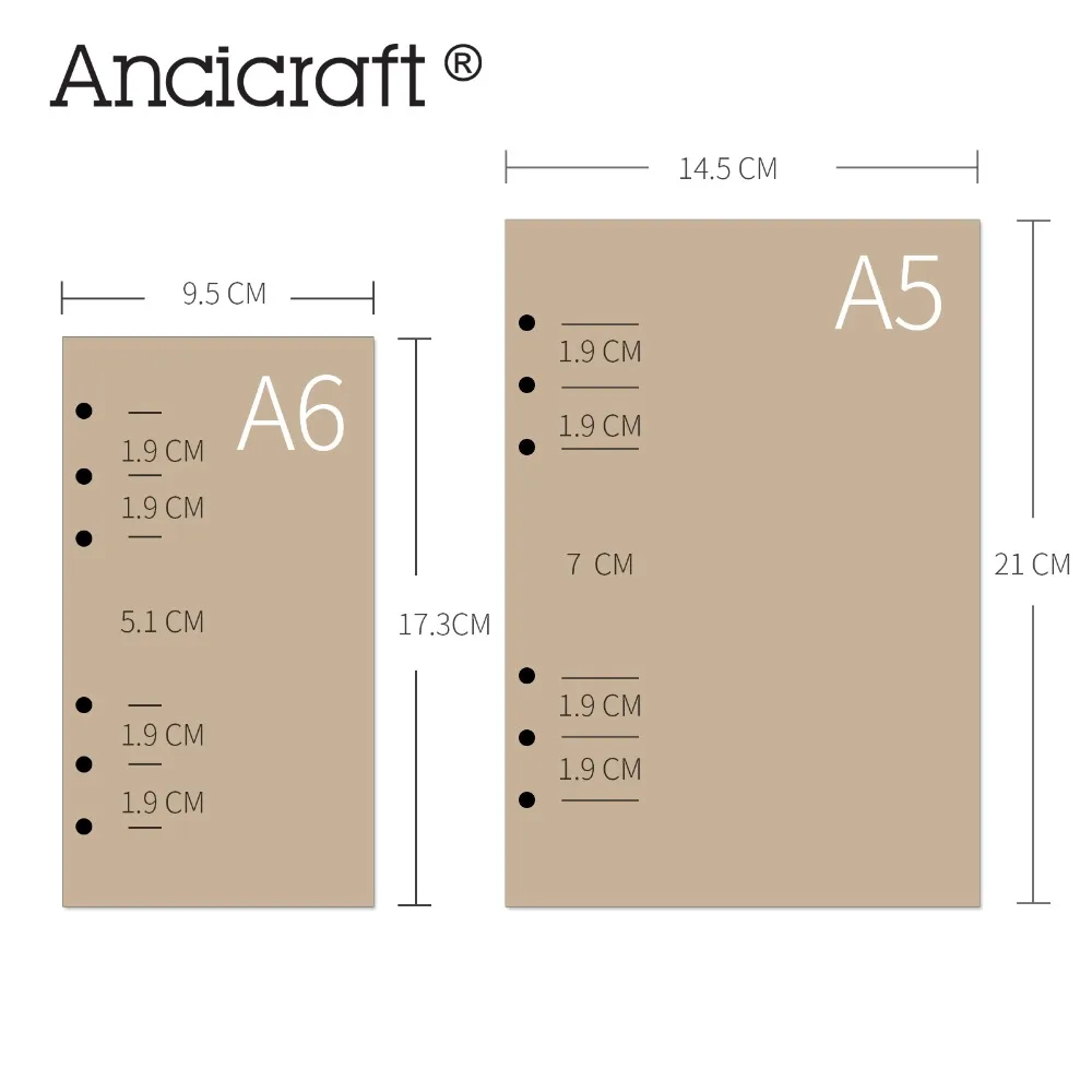 Ancicraft пополнения Бумага A5(5,7X8,25 дюймов) A6(3,75x6,75 дюймов) кремово-белый Бумага для ребенка от 6 до записная книжка с кольцевым механизмом 100 листа/уп наклейки для ногтей с 200 пустая страница на подкладке