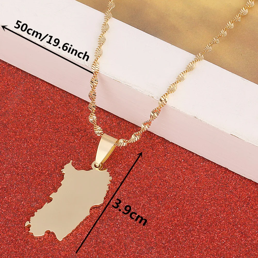 Из нержавеющей стали Италия Сардиния Карта Ожерелье Модный золотой цвет Sardegna Sardaigne Ювелирные изделия Подарки