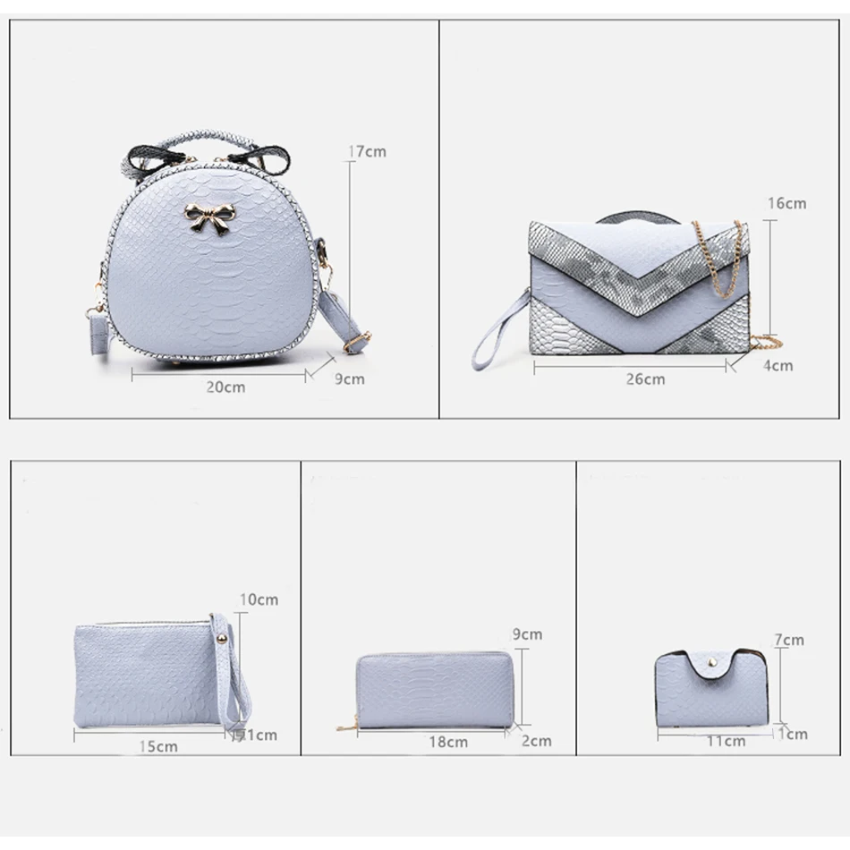 6 piezas conjunto de bolsos de mano de mujer de moda de cuero de cocodrilo bolsos bandolera de mujer bolso de mano de mensajero bolso de mano de embrague bolso compuesto