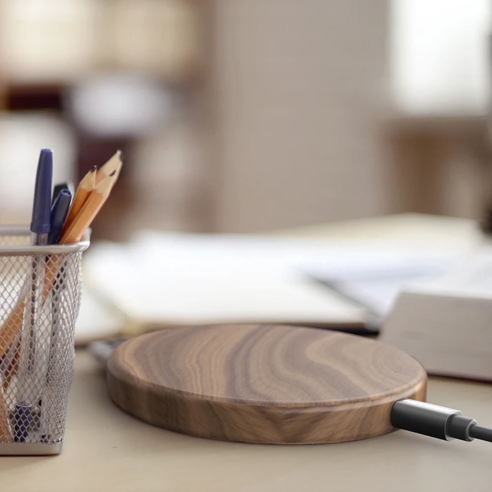 KEYSION Wooden 10W Qi Fast Wireless Charger for iPhone XS Max XR X 8 Plus Wireless Charging Pad for Samsung S10 S9 7 Xiaomi mi 9