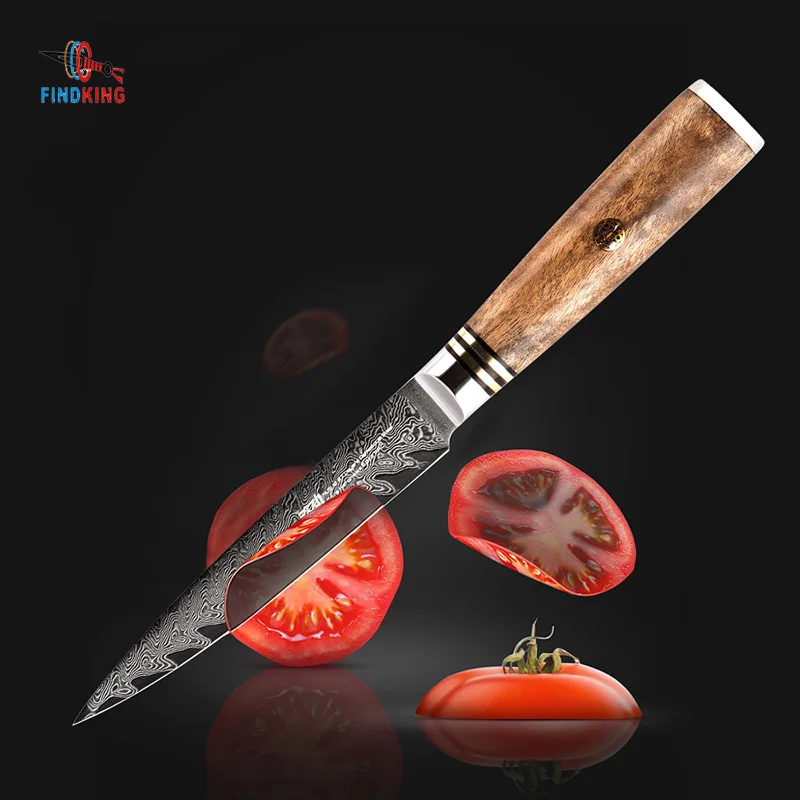 FINDKING AUS 10 Дамасская сталь рисунок стрелы Sapele деревянная ручка дамасский нож 5