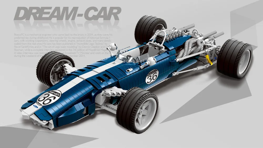 Blue F1 Racing Car Building Blocks Educational Kids Toy Vehicle Bricks 1758pcs 
