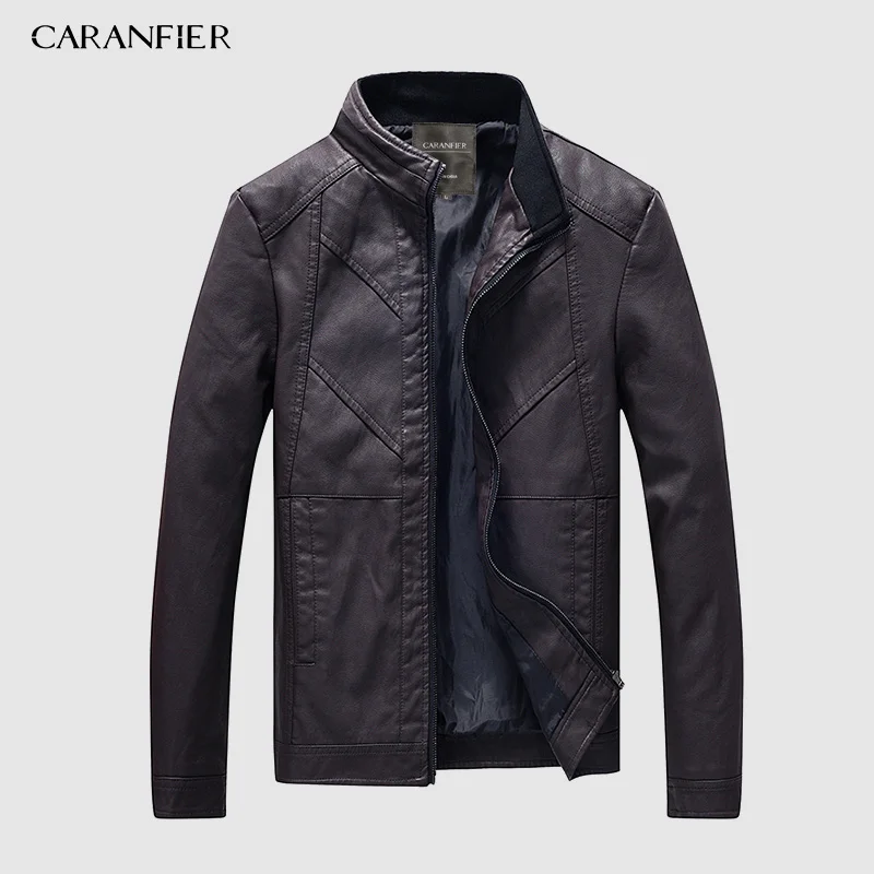 CARANFIER мужская кожаная куртка высокого качества модная мотоциклетная Стильная мужская деловая повседневная куртка ковбойская куртка M~ XXXL - Цвет: Z555 Brown