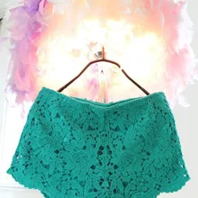 Женские шорты с двухслойным кружевны основаним цветок полый лето